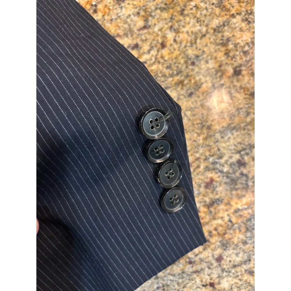 Hugo Boss Navy Pinstripe Blazer Super‎ 120 Virgin Wool Suit Sports Coat 42R